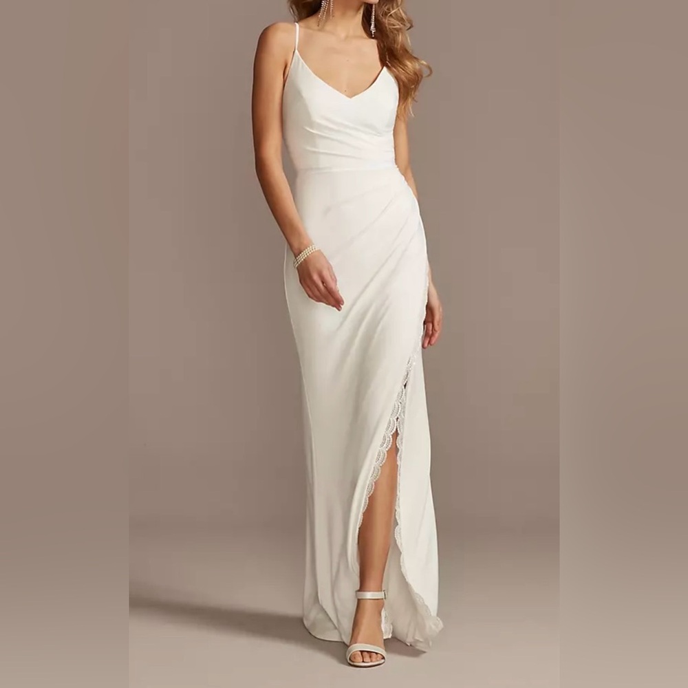 Wedding Dress- Elegant Soft White Lace-Trimmed